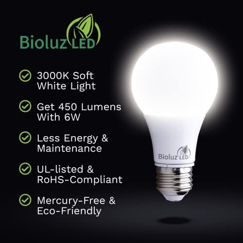 Bioluz LED 40 Wattos LED Izzók 3000K Puha, Fehér, 6 W = 40W Nem Szabályozható 19 LED Izzók 6 Pack