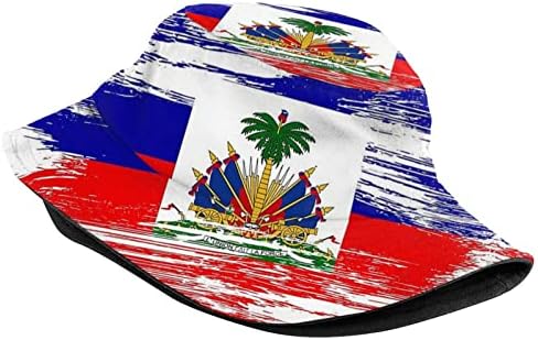 Divat Haiti Haiti Zászló Vödör Kalap Nyári Utazási Vödör Beach Nap Sapka Unisex Haiti Külső Kupak