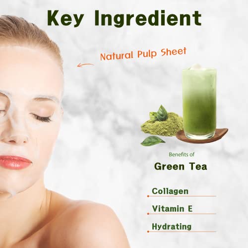 Purederm Zöld Tea Kollagén Maszk (12-Es Csomag) - Könnyű lap típus a koreai szépség lényeg maszk - zöld tea kivonat, kollagén,