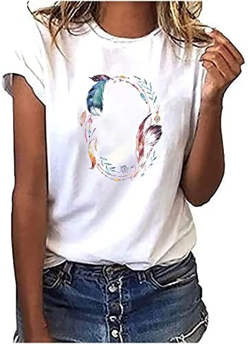 Női Ok-Okozati Póló Álomfogó Nyomtatás Póló Tshirt Nyári Kerek Nyakú Tunika Ing O-Nyakú Póló Vékony Lányok Blúzok