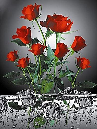 Unchihua 5D DIY Gyémánt Festmény Teljes Kör Gyémánt Rózsa Virág Gyémánt Hímzéssel, Fekete-Fehér Mozaik Kép, Strasszos lakberendezés Ajándék