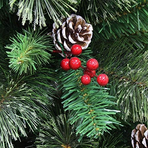 DANADESK 2020 Továbbfejlesztett Mesterséges karácsonyfa, Csuklós karácsonyfa w/fenyőtoboz Piros Bogyók Tűlevelek karácsonyfa (Méret : 150cm)