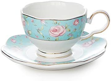 MOSTDEN Finom porcelán teáscsésze 6-Darab, a Csésze Kávé/Tea Csésze Készlet,2 Csésze 2 Csészealjak 2 Teáskanál Vintage Teás csészét