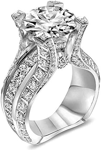Ezüst Gyűrű, Menyasszonyi Cirkon Gyémánt Elegáns, Eljegyzés, Esküvő Zenekar Ringa Jó Ajándék egy Barátnő, Barát, Család