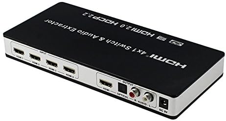 HMDI2.0 Verzió 2.0 HDMI Switcher Box HDMI 4X1 Hdmi Audio Elválasztó 1 Kimenet HDCP2.2 Verzió Videó Elosztó Audio Extractor Videó
