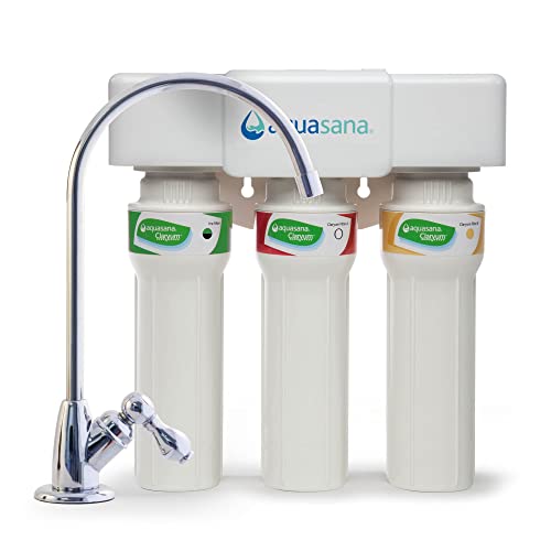Aquasana 3-fokozatú, Max Flow Claryum Alatt Mosogató vízszűrő Rendszer - Fehér & Csere szűrőbetétek 3-Fokozatú, Max Flow Claryum Alatt