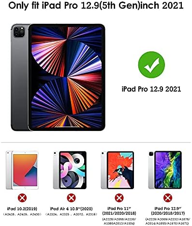 DTTO iPad Pro 12.9 esetben 2021 [Teljes Test Védelem+Alma 2 Ceruza Töltő+ Auto Sleep/Wake], Puha TPU Okos Vissza tok, Jég Kék