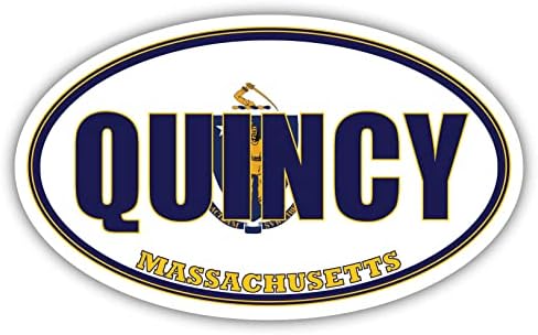 Quincy Város Massachusetts Állam Zászló | MA Zászló Norfolk Megyei Ovális Állami Színek Lökhárító Matrica, Autó Matrica 3x5 cm