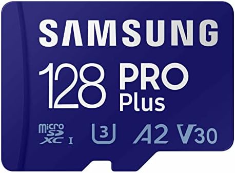 SAMSUNG PRO Plus microSD Memória Kártya + Olvasó, 128GB MicroSDXC, 180 MB/s, Full HD & 4K UHD, UHS-én, C10, U3, V30, A2 Android Telefonok, Tablet,