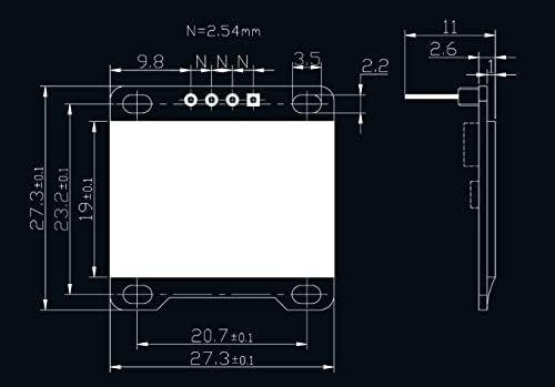DIYmall 0.96 OLED Modul I2C IIC Soros 128x64 LCD LED Fehér Fény SSD1306 Vezető Kijelző Arduino Micro:kicsit(Csomag 2db)