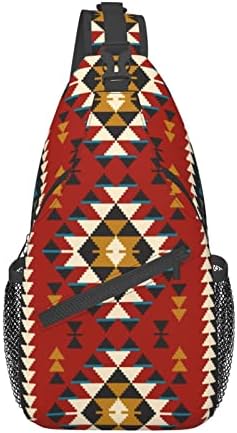 Natív Délnyugat-Amerikai Indián Azték Navajo Parittya Táska Kors Hátizsák,Törzsi Varrat Nélküli Színes Geometriai Mintás Etnikai Mellkasi Táska,