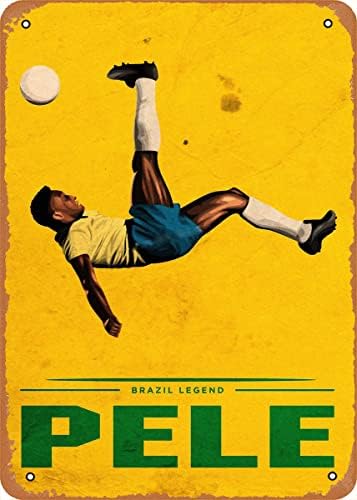 Ysirseu Pelé Fém Adóazonosító Jel 8 x 12 Sport, Játékos Vintage Poszter Barlang Dekoratív