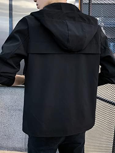 OSHHO Kabátok Női - Férfi Fedél Zseb Kapucnis Dzseki (Szín : Fekete, Méret : Közepes)