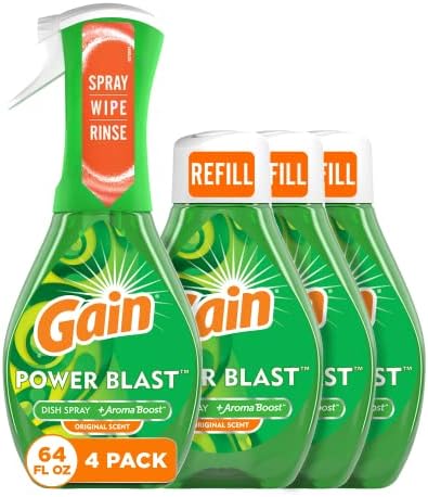 Nyereség Powerblast Étel Spray, mosogatószer, Eredeti Illat Csomag, 1 Spray (16oz) + 3 Utántöltő (16oz minden)