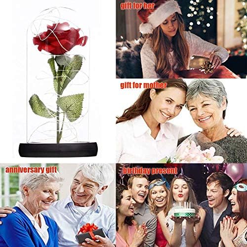 A szépség, A Fenevad Rose Üveg, Piros Mesterséges Rose Virág Ajándék, Örökké Tart Egy Üveg Búra,Egyedi Ajándékok Nőknek, Karácsony,