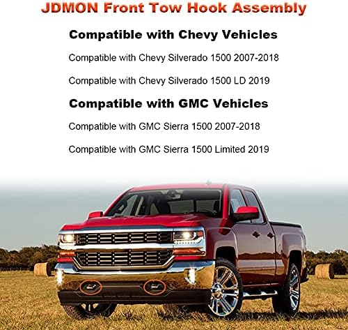 JDMON Kompatibilis a Chrome Első Vontató Horog Chevy Silverado 1500 GMC Sierra 1500 2007-2018 Silverado 1500 LD Sierra 1500 Korlátozott