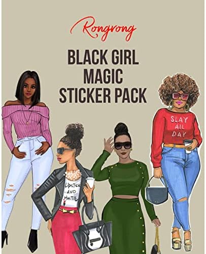 Tervező Matricák Rongrong Fekete Lány Mágikus Pack 1 8 oldalnyi Kézzel Rajzolt Elegáns Illusztrációk, Beleértve a Babák