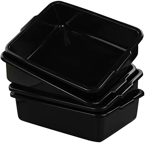 EudokkyNA Műanyag Busz Kád Készlet 4, Fekete Téglalap Műanyag Étel, Edények, 8 Liter