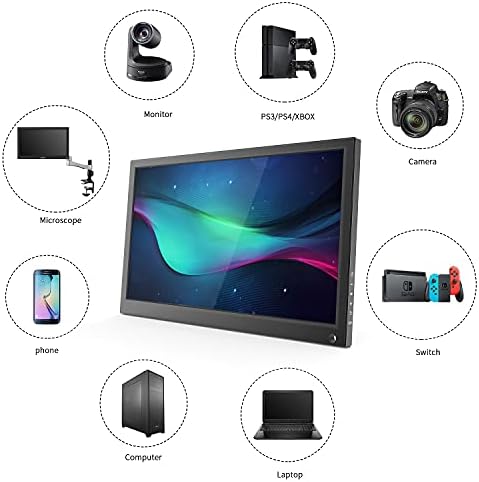 HELMOP Hordozható Monitor, 15.6, 1080 FHD Hordozható Laptop Monitor HDMI/C-Típusú/USB-C, Szem Érdekel, Hordozható Monitor, Laptop, Kettős