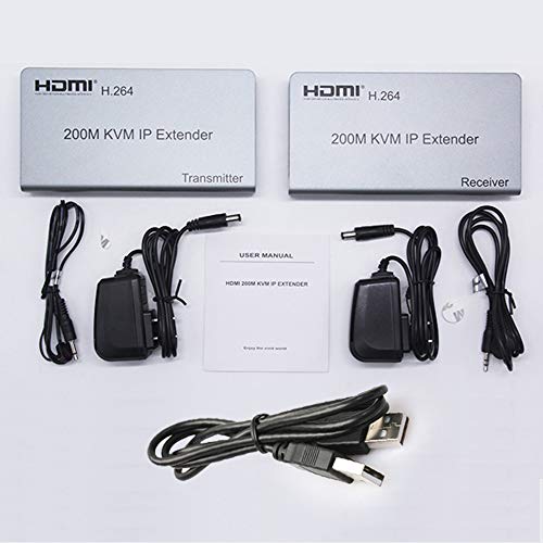 Optimális Bolt 656ft/200m HDMI USB Extender RJ45, IP Hálózat KVM Over IP Extender Át Cat5e Cat6 HDMI KVM Extender Széles IR TCP/IPm PC HDTV