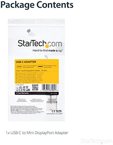 StarTech.com USB-C-Mini DisplayPort Adapter - 4K-60Hz - Fehér - USB 3.1 C-Típusú Mini DP Adapter - C-Típusú Mini DP Átalakító (CDP2MDP)