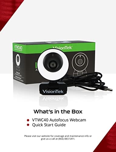 VisionTek VTWC40 Prémium Autofókusz Full HD 1080P 60FPS Webkamera, Chromebook, Számítógép, Videó, Kamera, Digitális Dual Mikrofonok,