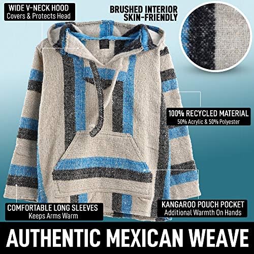 Autentikus Mexikói Baja Kapucnis Szőtt Pulóver Pulóver Kabát