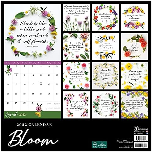 TF PUBLISHING - 2022 Bloom Fali Naptár - Haza Szervező Iroda - Nagy Havi Rács Tér Tervezés, Időbeosztás - 4 Bónusz Hónap - 12x12