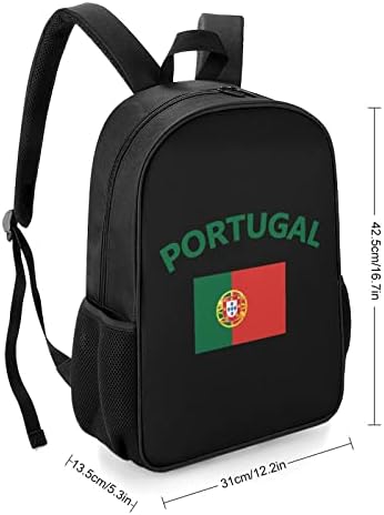 Portugália Lobogója Unisex Hátizsák Könnyű Daypack Divat válltáska Vízzel Üveg Zsebek