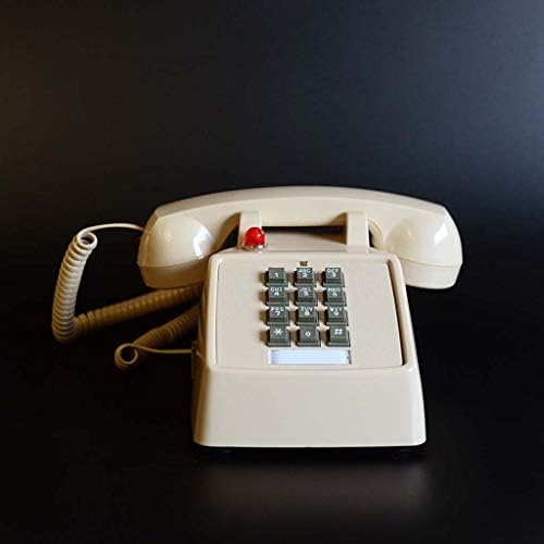 Qdid Vezetékes Telefon 1970-es évek Ihlette Vezetékes Nyomógomb Retro Telefon Klasszikus Fém harangozó (Szín : Bézs)