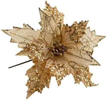 Karácsonyi Szimuláció Virág karácsonyfa Dekoráció Virág 20cm Sequin Flanel Karácsonyi Virág Karácsonyi Dísz Meghatározott Törhetetlen