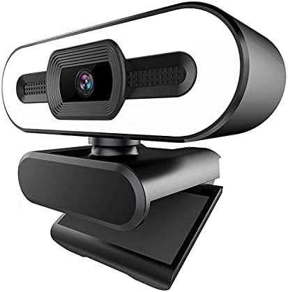 HD 1080P felbontású Webkamera Mikrofonnal PC, Plug and Play Web Kamera Állítható Gyűrű Lámpa Asztali Video Streaming Webcam Video