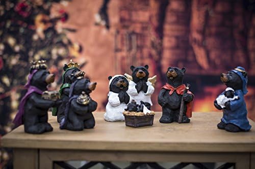 Slifka Értékesítési Szövetkezetek. 8 Darab Fekete Medve Figurák Gyanta Karácsonyi Betlehemes Készlet