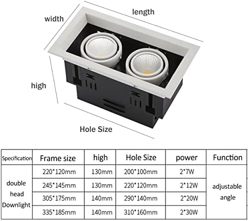 WLBHWL Készlet 4,retrofit LED Canless Beépíthető Állítható Szög Süllyesztett Ceilling Lámpa Dupla Fej Reflektorok 14/24/40/60W Szemgolyó