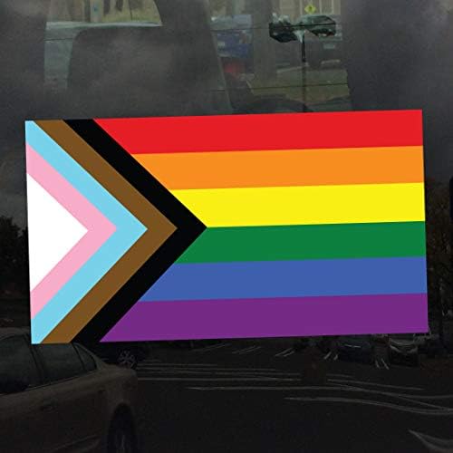 Alkalmazható Szójáték Haladás Pride Flag LGBTQ POC Transznemű Zászló - Vinyl Matrica, 12 inch