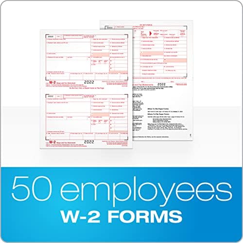 MAXIMUM W2 Formák 2022, 6 Rész W2 Formák, Lézer/Tintasugaras Adó Formájában Határozza 50 Alkalmazottak, magában Foglalja a 3 W3 Formák (TX22991-22)