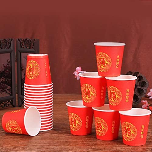 ABOOFAN Kínai Esküvői Papír Kupa 100 Eldobható Teát, Kávét, Fél Csésze Vörös Xi Gyümölcslevek poharat Szájvíz Csészék lakodalom