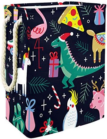 Inhomer Rajzfilm Boldog Karácsonyt Állatok 300D Oxford PVC, Vízálló Szennyestartót Nagy Kosárban a Takaró Ruházat, Játékok Hálószoba