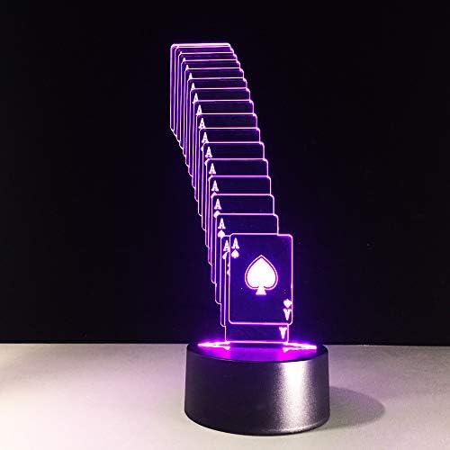 Jinnwell 3D-s Póker Éjszakai Fény Lámpa Illúzió Led 7 Színű Megváltoztatása Érintse meg a Kapcsoló Táblázat Pult Dekorációs Lámpák Lapos