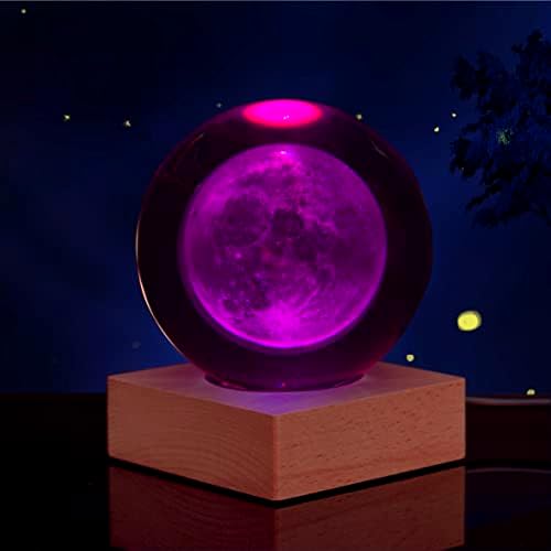 MYOUKE 3D kristálygömb Többszínű Éjszakai Fény, 3.15 hüvelyk Gömb Vésett Csillagászati Hold Beltéri Figura Lámpák, Szép