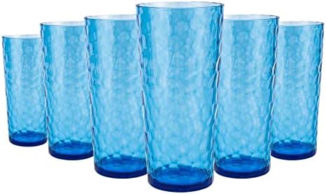 KOXIN-KARLU Vegyes Drinkware 21 grammos Műanyag Dobon Akril Szemüveg Kalapált Design, készlet 6 Kék