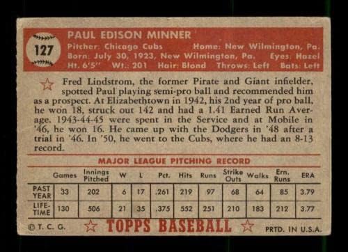 127 Paul Minner - 1952 Topps Baseball Kártyák (Csillag) Osztályozott VGEX - Baseball Asztalon Dedikált Vintage Kártyák