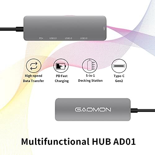 GAOMON AD01 5 Port, Hordozható Többfunkciós Elosztó 4K HDMI Kimenet, USB C, 3 USB 3.0 Portok Multi-Port Adapter Dokkolóegység Adapter Laptop/Tablet/Telefon