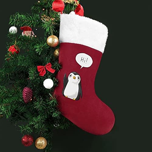 Pingvin Szia Karácsonyi Harisnya Klasszikus Lógó Díszek Fehér Mandzsetta Candy Táska, Családi Nyaralás, Party Dekoráció