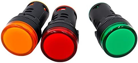 Baomain LED Jelzőfény jelzőfény AD16 L22 AC 110V 20 ma, Zöld, Piros, Sárga Jelző lámpa 3 Db