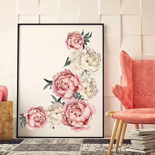 DT-C16 3D Virágok, Bazsarózsa Fali Matricák Akvarell pünkösdi Rózsa Rózsa Fali Matricák DIY Cserélhető pünkösdi Rózsa Virágos Virágok Wall Art