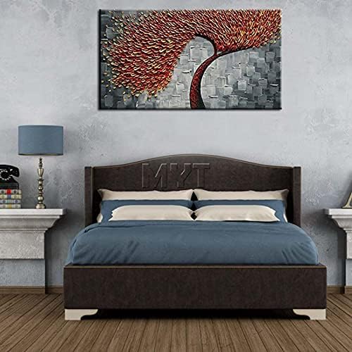 Kés 3D Vörös Fa, Kézzel készített Absztrakt Virágok olajfestmény, Vászon Wall Art Képet Hálószoba, Nappali ágy melletti Étterem Festmény