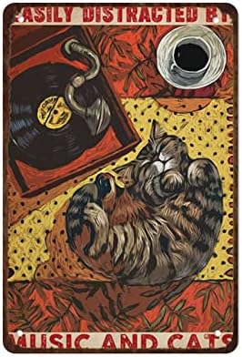 Fém Jelek Decor Hálószoba Könnyen elvonják a Figyelmét a Zene, a Macskák Szeretik a Macskákat, Zene Vintage Macska Vinil-Zene, Klasszikus Étterem