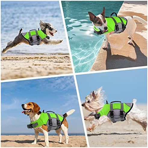 Mklhgty Kutya mentőmellény, Fényvisszaverő & Állítható Kutya mentőmellény a Mentési Kezelni az Úszás, Csónakázás, Ripstop Pet Biztonsági