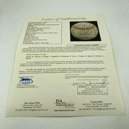 2009-ben a New York Yankees World Series Champs Csapat Aláírt Baseball Derek Jeter SZÖVETSÉG - Dedikált Baseball